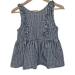ZARA TRAFALUC | Black and White Checkered Peplum Tank with Button Back | Size XS